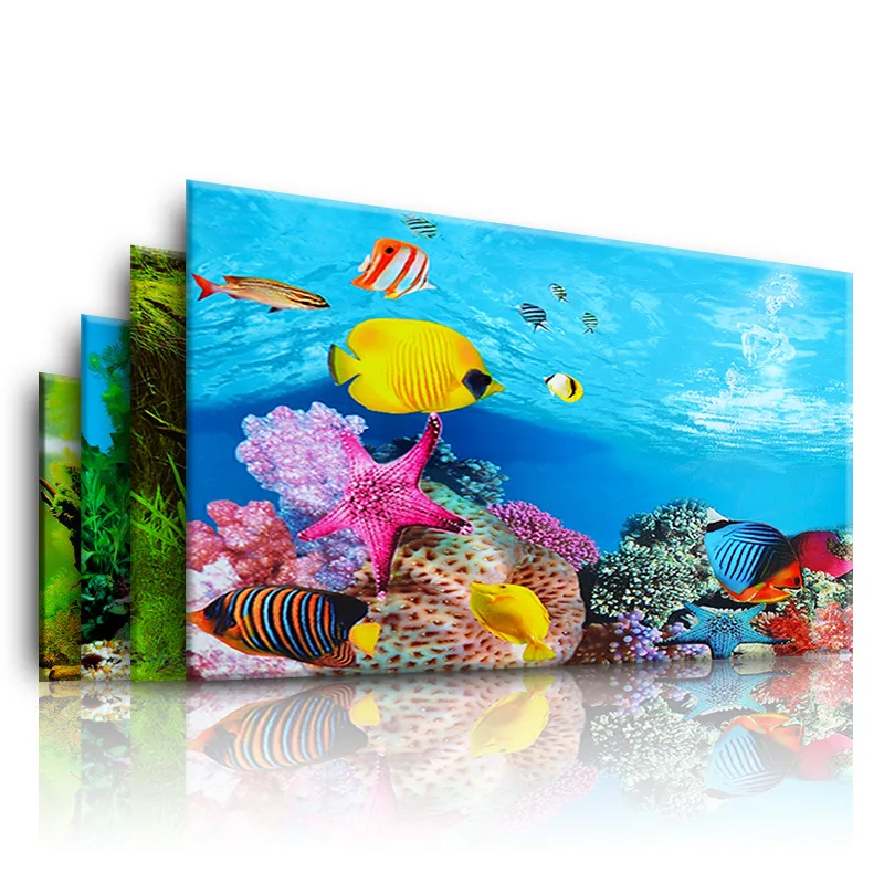 Planted Aquarium Aquascape - 수족관을위한 배경 3d 스티커 포스터 물고기