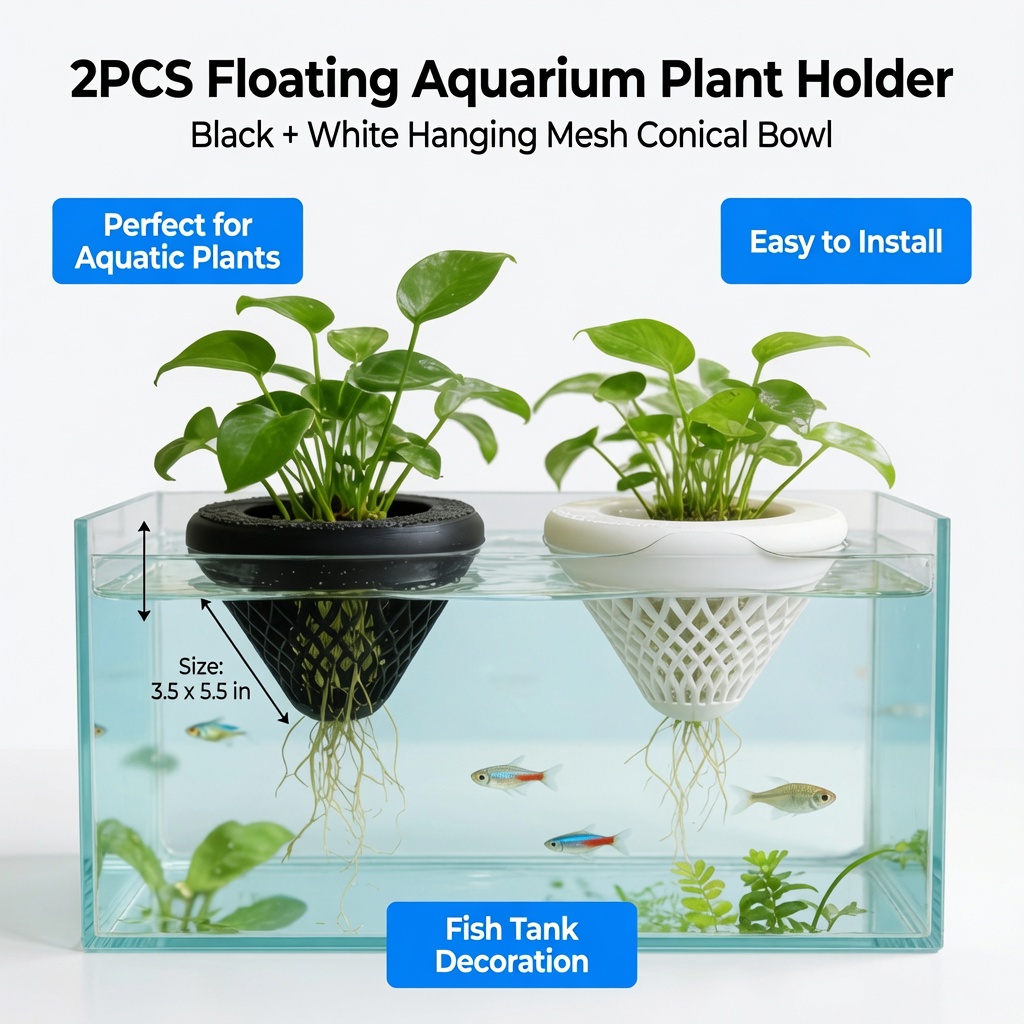 2PCS 플로팅 수족관 식물 홀더, 물고기 탱크용 걸이 - Aquarium Plant Ornament 리뷰 및 가격