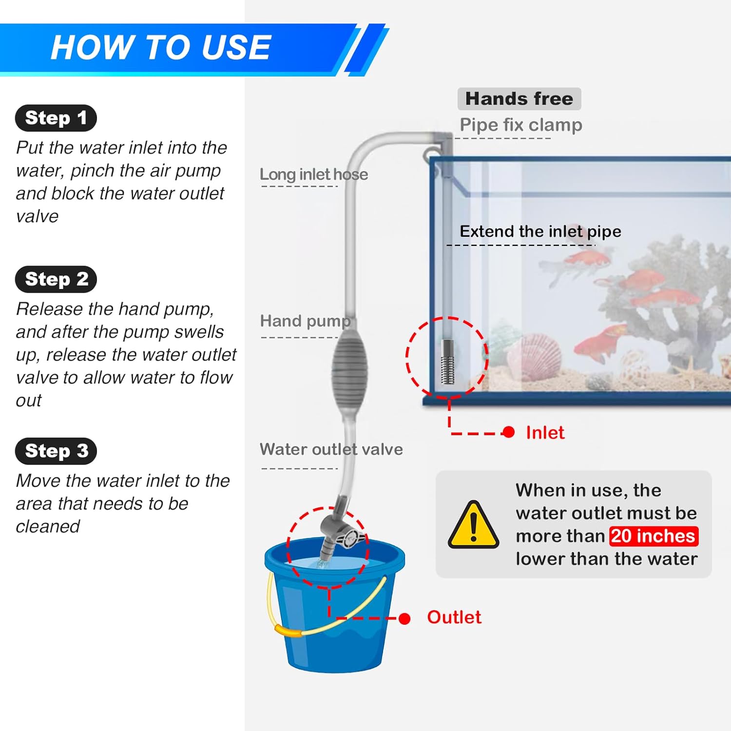 대형 어항 수족관 사이펀 진공 자갈, 모래 세척 및 물 - Planted Aquarium Products 리뷰 및 가격